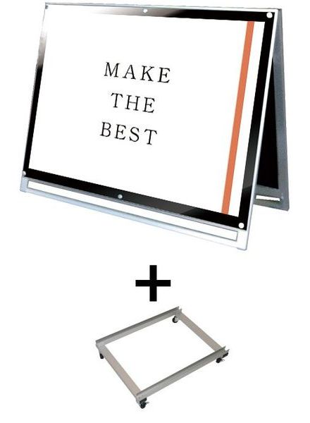 常磐精工 ポスタースタンド ポスター用スタンド看板 A0横ロウ両面ブラック アームキャスターセット PSSK-A0YLRB-KSET|【店舗用品】