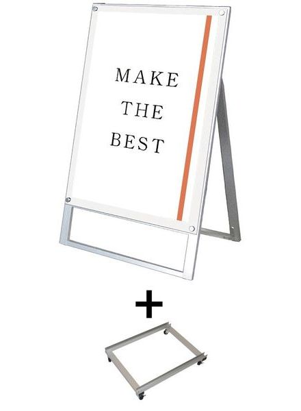 常磐精工 ポスタースタンド ポスター用スタンド看板 A1片面ホワイト アームキャスターセット PSSK-A1KW-KSET|【店舗用品】