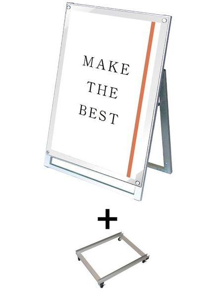 常磐精工 ポスタースタンド ポスター用スタンド看板 A1ロウ片面ホワイト アームキャスターセット PSSK-A1LKW-KSET|【店舗用品】