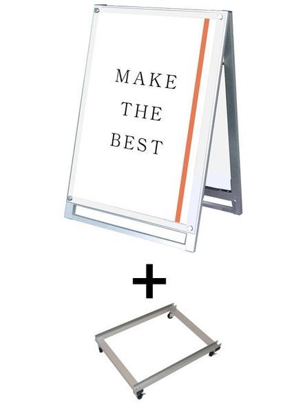 常磐精工 ポスタースタンド ポスター用スタンド看板 A1ロウ両面ホワイト アームキャスターセット PSSK-A1LRW-KSET|【店舗用品】