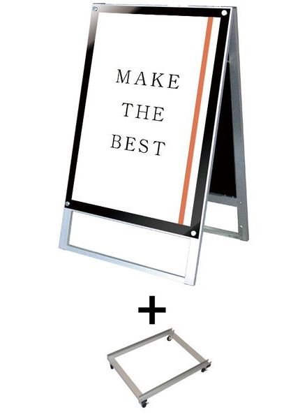 常磐精工 ポスタースタンド ポスター用スタンド看板 A1両面ブラック アームキャスターセット PSSK-A1RB-KSET|【店舗用品】