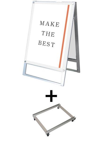 常磐精工 ポスタースタンド ポスター用スタンド看板 A1両面ホワイト アームキャスターセット PSSK-A1RW-KSET|【店舗用品】