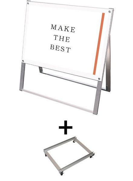 常磐精工 ポスタースタンド ポスター用スタンド看板 A1横片面ホワイト アームキャスターセット PSSK-A1YKW-KSET|【店舗用品】