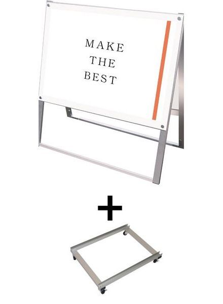 常磐精工 ポスタースタンド ポスター用スタンド看板 A1横両面ホワイト アームキャスターセット PSSK-A1YRW-KSET|【店舗用品】