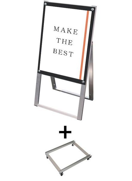 常磐精工 ポスタースタンド ポスター用スタンド看板 A2片面ブラック アームキャスターセット PSSK-A2KB-KSET|【店舗用品】