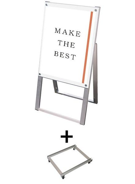 常磐精工 ポスタースタンド ポスター用スタンド看板 A2片面ホワイト アームキャスターセット PSSK-A2KW-KSET|【店舗用品】