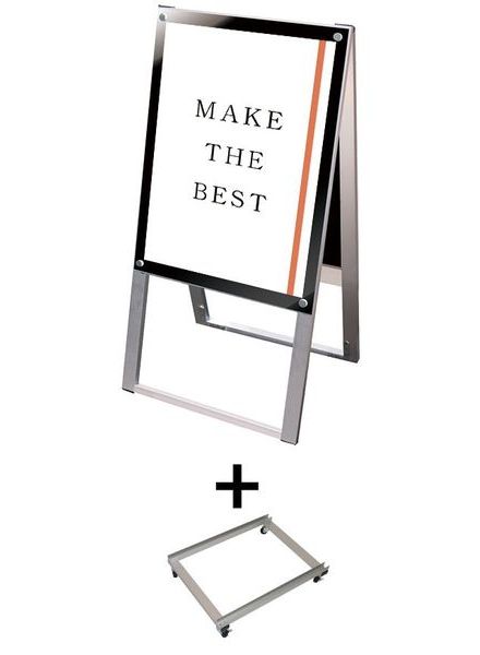 常磐精工 ポスタースタンド ポスター用スタンド看板 A2両面ブラック アームキャスターセット PSSK-A2RB-KSET|【店舗用品】