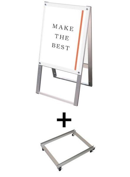 常磐精工 ポスタースタンド ポスター用スタンド看板 A2両面ホワイト アームキャスターセット PSSK-A2RW-KSET|【店舗用品】