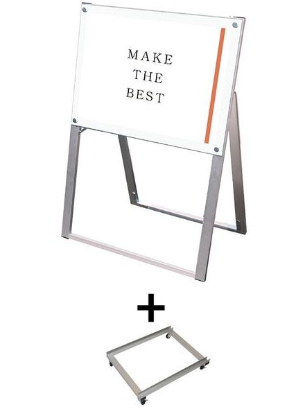 常磐精工 ポスタースタンド ポスター用スタンド看板 A2横片面ホワイト アームキャスターセット PSSK-A2YKW-KSET|【店舗用品】