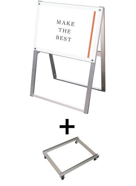 常磐精工 ポスタースタンド ポスター用スタンド看板 A2横両面ホワイト アームキャスターセット PSSK-A2YRW-KSET|【店舗用品】