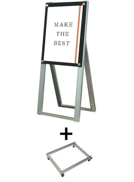 常磐精工 ポスタースタンド ポスター用スタンド看板 A3縦ハイ片面ブラック アームキャスターセット PSSK-A3THKB-KSET|【店舗用品】