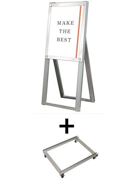 常磐精工 ポスタースタンド ポスター用スタンド看板 A3縦ハイ片面ホワイト アームキャスターセット PSSK-A3THKW-KSET|【店舗用品】