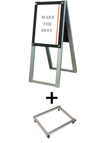 常磐精工 ポスタースタンド ポスター用スタンド看板 A3縦ハイ両面ブラック アームキャスターセット PSSK-A3THRB-KSET|【店舗用品】