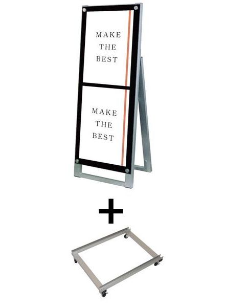 常磐精工 ポスタースタンド ポスター用スタンド看板 A3縦縦片面ブラック アームキャスターセット PSSK-A3TTKB-KSET|【店舗用品】