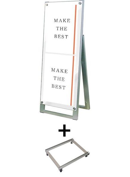 常磐精工 ポスタースタンド ポスター用スタンド看板 A3縦縦片面ホワイト アームキャスターセット PSSK-A3TTKW-KSET|【店舗用品】