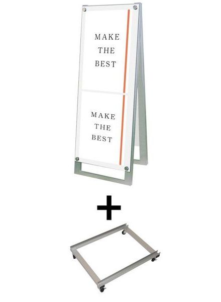 常磐精工 ポスタースタンド ポスター用スタンド看板 A3縦縦両面ホワイト アームキャスターセット PSSK-A3TTRW-KSET|【店舗用品】