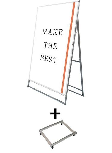 常磐精工 ポスタースタンド ポスター用スタンド看板 B0片面ホワイト アームキャスターセット PSSK-B0KW-KSET|【店舗用品】