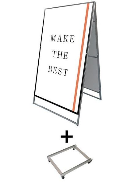 常磐精工 ポスタースタンド ポスター用スタンド看板 B0両面ブラック アームキャスターセット PSSK-B0RB-KSET|【店舗用品】