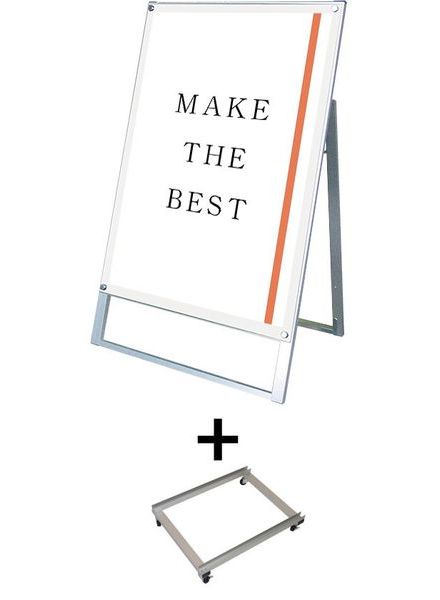 常磐精工 ポスタースタンド ポスター用スタンド看板 B1片面ホワイト アームキャスターセット PSSK-B1KW-KSET|【店舗用品】