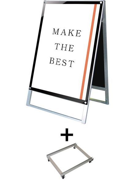 常磐精工 ポスタースタンド ポスター用スタンド看板 B1両面ブラック アームキャスターセット PSSK-B1RB-KSET|【店舗用品】