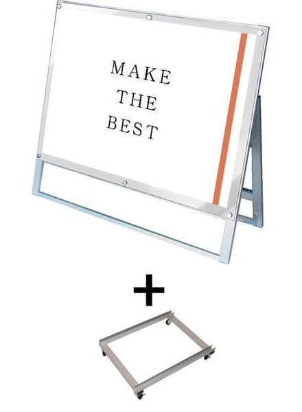 常磐精工 ポスタースタンド ポスター用スタンド看板 B1横ロウ片面ホワイト アームキャスターセット PSSK-B1YLKW-KSET|【店舗用品】