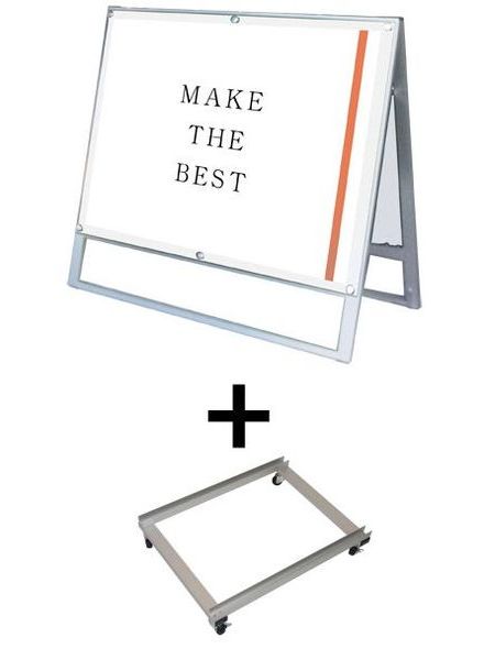 常磐精工 ポスタースタンド ポスター用スタンド看板 B1横ロウ両面ホワイト アームキャスターセット PSSK-B1YLRW-KSET|【店舗用品】