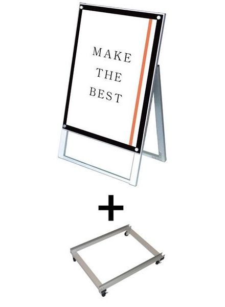 常磐精工 ポスタースタンド ポスター用スタンド看板 B2片面ブラック アームキャスターセット PSSK-B2KB-KSET|【店舗用品】