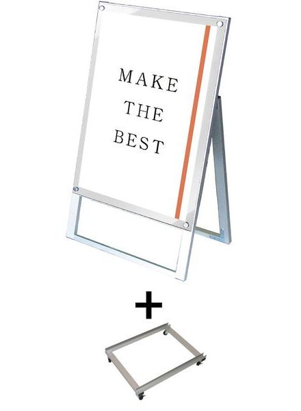 常磐精工 ポスタースタンド ポスター用スタンド看板 B2片面ホワイト アームキャスターセット PSSK-B2KW-KSET|【店舗用品】