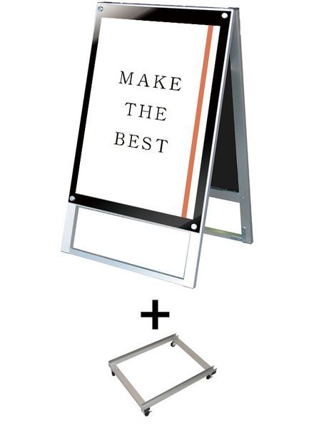 常磐精工 ポスタースタンド ポスター用スタンド看板 B2両面ブラック アームキャスターセット PSSK-B2RB-KSET|【店舗用品】