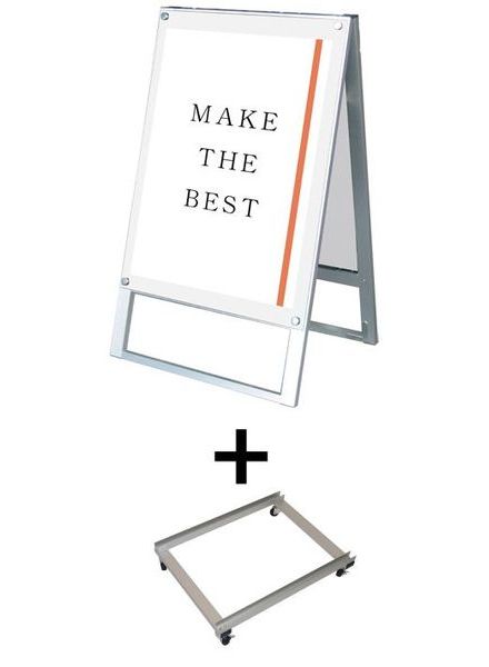 常磐精工 ポスタースタンド ポスター用スタンド看板 B2両面ホワイト アームキャスターセット PSSK-B2RW-KSET|【店舗用品】