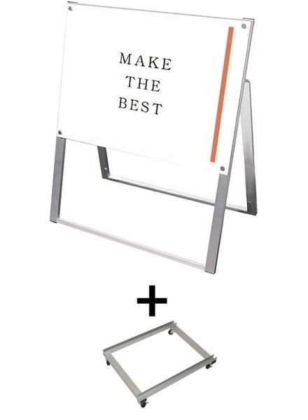 常磐精工 ポスタースタンド ポスター用スタンド看板 B2横片面ホワイト アームキャスターセット PSSK-B2YKW-KSET|【店舗用品】