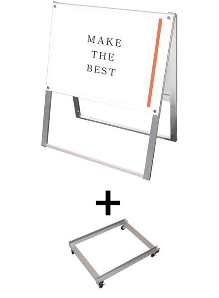 常磐精工 ポスタースタンド ポスター用スタンド看板 B2横両面ホワイト アームキャスターセット PSSK-B2YRW-KSET|【店舗用品】