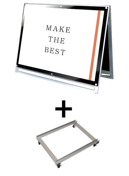 常磐精工 ポスタースタンド ポスター用スタンド看板マグネジ A0横ロウ両面ブラック アームキャスターセット PSSKMN-A0YLRB-KSET|【店舗用品】