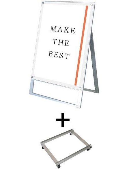 常磐精工 ポスタースタンド ポスター用スタンド看板マグネジ A1片面ホワイト アームキャスターセット PSSKMN-A1KW-KSET|【店舗用品】