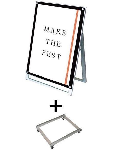 常磐精工 ポスタースタンド ポスター用スタンド看板マグネジ A1ロウ片面ブラック アームキャスターセット PSSKMN-A1LKB-KSET|【店舗用品】