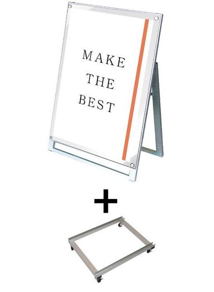 常磐精工 ポスタースタンド ポスター用スタンド看板マグネジ A1ロウ片面ホワイト アームキャスターセット PSSKMN-A1LKW-KSET|【店舗用品】