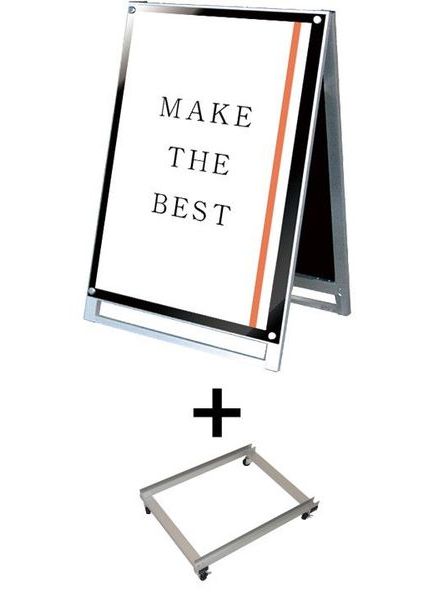 常磐精工 ポスタースタンド ポスター用スタンド看板マグネジ A1ロウ両面ブラック アームキャスターセット PSSKMN-A1LRB-KSET|【店舗用品】