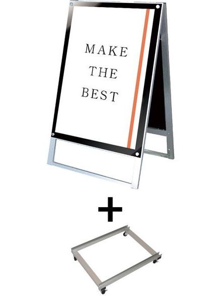 常磐精工 ポスタースタンド ポスター用スタンド看板マグネジ A1両面ブラック アームキャスターセット PSSKMN-A1RB-KSET|【店舗用品】