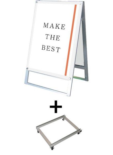 常磐精工 ポスタースタンド ポスター用スタンド看板マグネジ A1両面ホワイト アームキャスターセット PSSKMN-A1RW-KSET|【店舗用品】