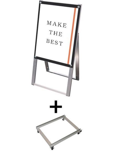 常磐精工 ポスタースタンド ポスター用スタンド看板マグネジ A2片面ブラック アームキャスターセット PSSKMN-A2KB-KSET|【店舗用品】