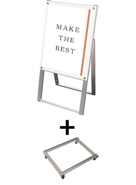 常磐精工 ポスタースタンド ポスター用スタンド看板マグネジ A2片面ホワイト アームキャスターセット PSSKMN-A2KW-KSET|【店舗用品】