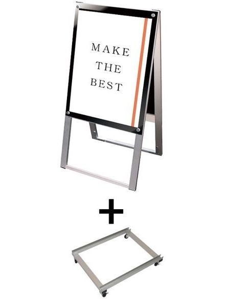 常磐精工 ポスタースタンド ポスター用スタンド看板マグネジ A2両面ブラック アームキャスターセット PSSKMN-A2RB-KSET|【店舗用品】