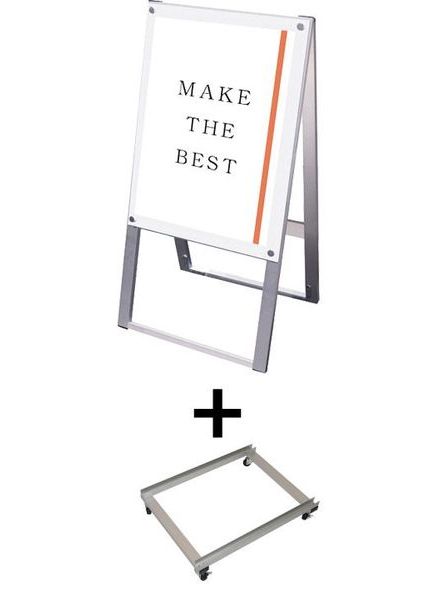 常磐精工 ポスタースタンド ポスター用スタンド看板マグネジ A2両面ホワイト アームキャスターセット PSSKMN-A2RW-KSET|【店舗用品】