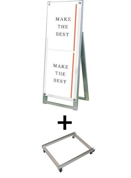 常磐精工 ポスタースタンド ポスター用スタンド看板マグネジ A3縦縦片面ホワイト アームキャスターセット PSSKMN-A3TTKW-KSET|【店舗用品】