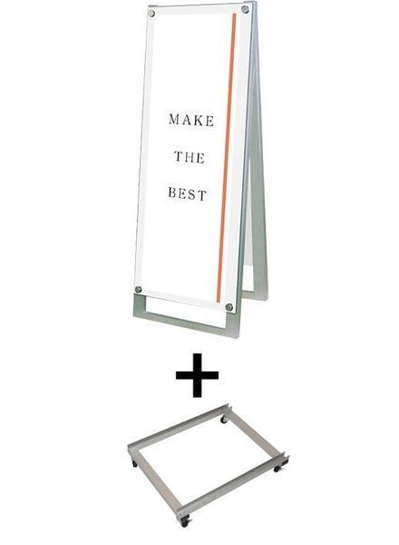 常磐精工 ポスタースタンド ポスター用スタンド看板マグネジ A3縦縦両面ホワイト アームキャスターセット PSSKMN-A3TTRW-KSET|【店舗用品】
