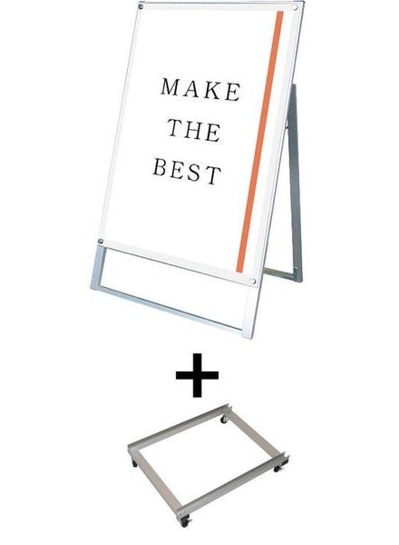 常磐精工 ポスタースタンド ポスター用スタンド看板マグネジ B1片面ホワイト アームキャスターセット PSSKMN-B1KW-KSET|【店舗用品】