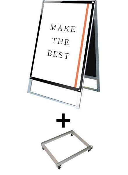 常磐精工 ポスタースタンド ポスター用スタンド看板マグネジ B1両面ブラック アームキャスターセット PSSKMN-B1RB-KSET|【店舗用品】