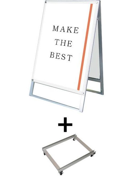 常磐精工 ポスタースタンド ポスター用スタンド看板マグネジ B1両面ホワイト アームキャスターセット PSSKMN-B1RW-KSET|【店舗用品】