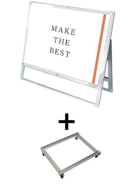 常磐精工 ポスタースタンド ポスター用スタンド看板マグネジ B1横ロウ片面ホワイト アームキャスターセット PSSKMN-B1YLKW-KSET|【店舗用品】