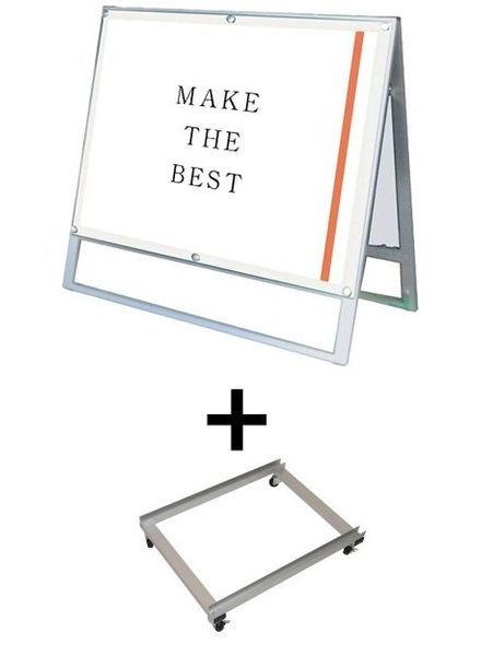 常磐精工 ポスタースタンド ポスター用スタンド看板マグネジ B1横ロウ両面ホワイト アームキャスターセット PSSKMN-B1YLRW-KSET|【店舗用品】